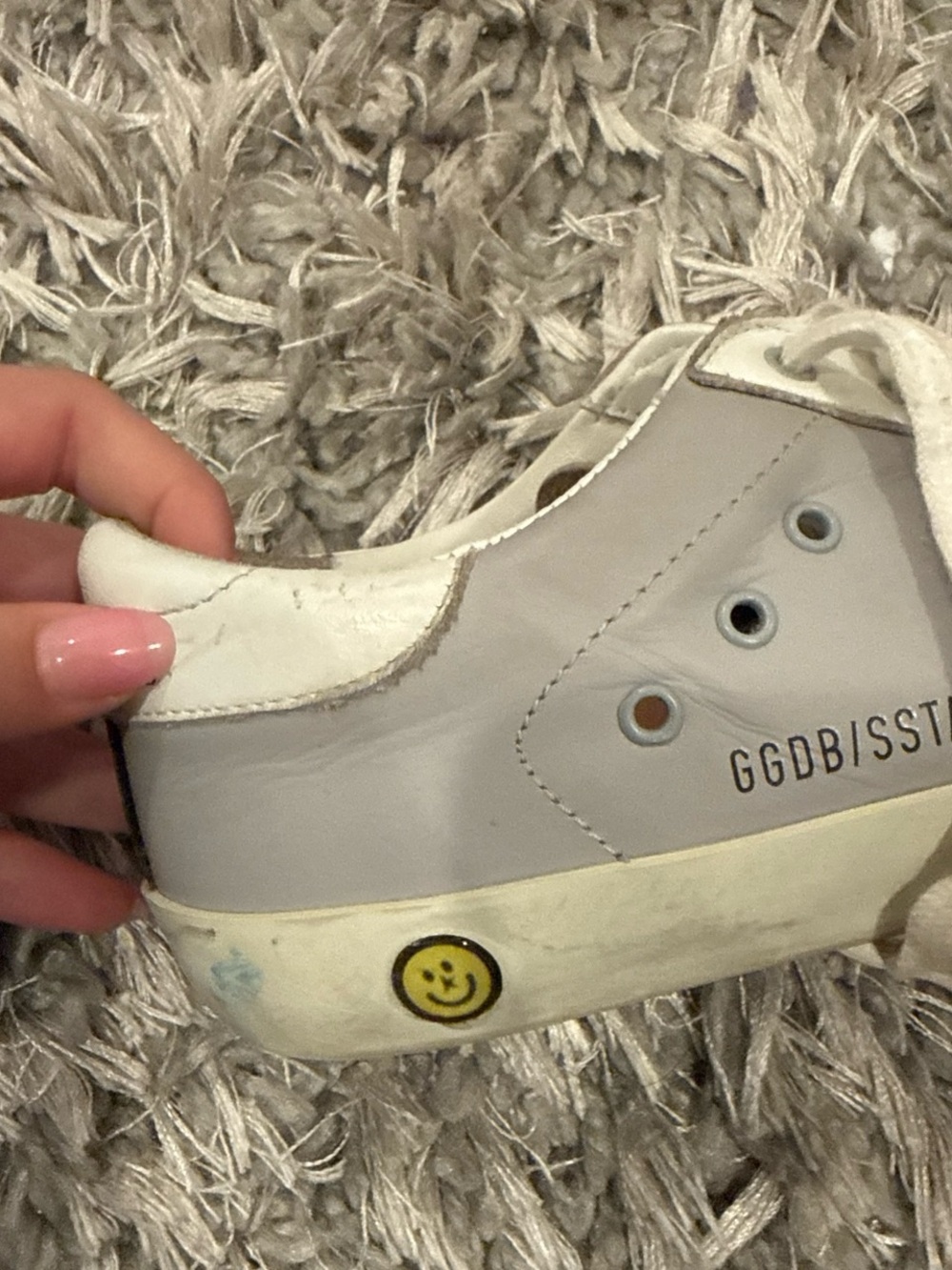 Golden Goose White Gray Sneakers with Black Star - Picture 7 of 8